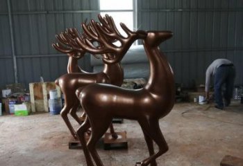 街道馴鹿雕塑，鑄銅農耕雕塑，古銅效果