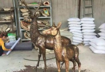 銅鹿雕塑，鑄銅動物雕塑