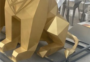 幾何獅子雕塑制造，金屬構件，不銹鋼獅子雕塑提供