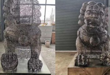 透雕獅子雕塑常用，鏤空概念，不銹鋼獅子雕塑展品
