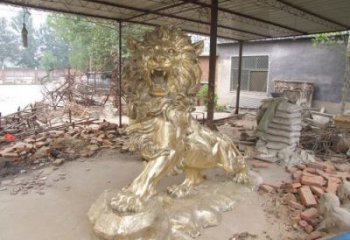 門口獅子雕塑點(diǎn)擊，地標(biāo)動(dòng)物擺件，走獅雕塑承接