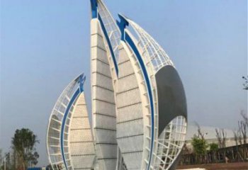 戶外帆船雕塑，鍍金歐式雕塑，鍍金工藝