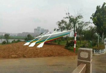 龍舟雕塑批發(fā)，烤漆工藝，不銹鋼龍舟雕塑精選