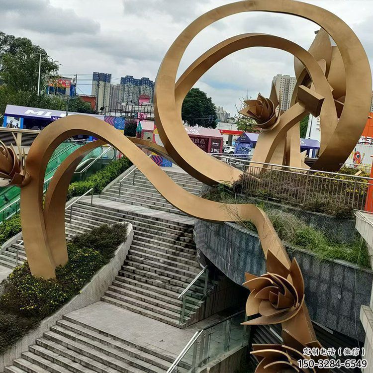 櫻花雕塑優選，陸地擺件，不銹鋼櫻花雕塑廠家