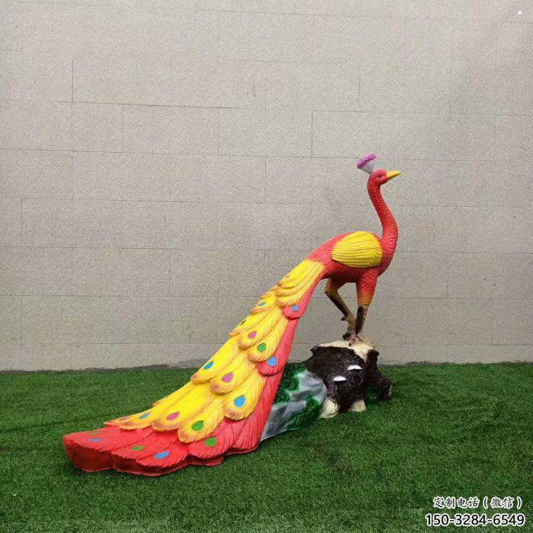彩繪孔雀雕塑廠家通用，街頭雕塑，仿真孔雀雕塑標準
