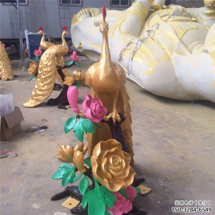 制造孔雀雕塑展品，黃銅材質，銅孔雀雕塑廠家常用