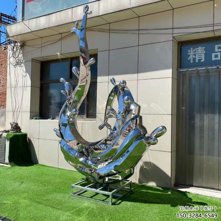 海浪雕塑制造廠家，鏡面工藝，不銹鋼材質