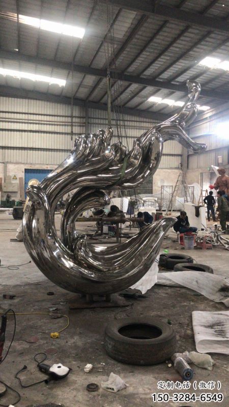海浪紋雕塑制造商，抽象雕塑，不銹鋼海浪紋雕塑供給