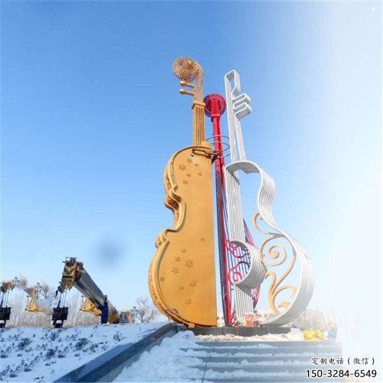 提琴雕塑供應，樂器雕塑，烤漆提琴雕塑制造廠家