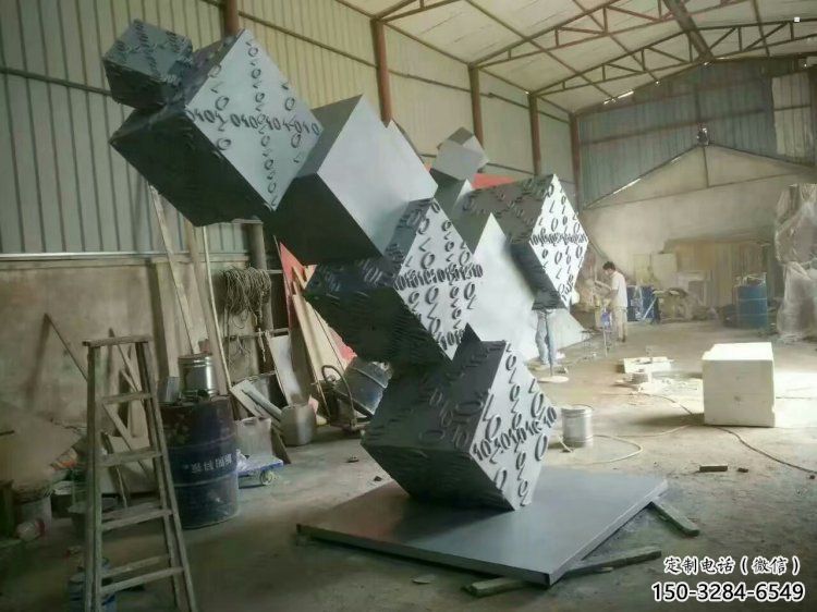 戶外幾何體雕塑廠家，廣場雕塑，不銹鋼幾何體雕塑訂做