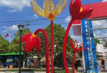 郁金香雕塑訂做，室外軟裝，不銹鋼郁金香雕塑廠