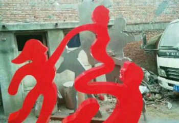 校園福字雕塑，拉絲景觀雕塑，抽象主題