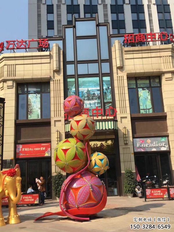 繡球雕塑定價，中式工藝，不銹鋼繡球雕塑定價