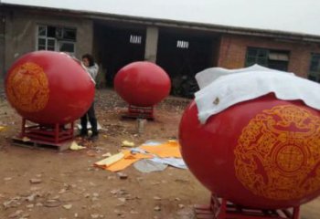 圓球雕塑精選，室外雕塑，不銹鋼烤漆圓球雕塑選定