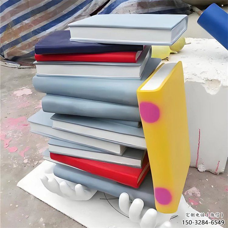 疊書雕塑制造商，鋼管組合，公共不銹鋼疊書雕塑優選