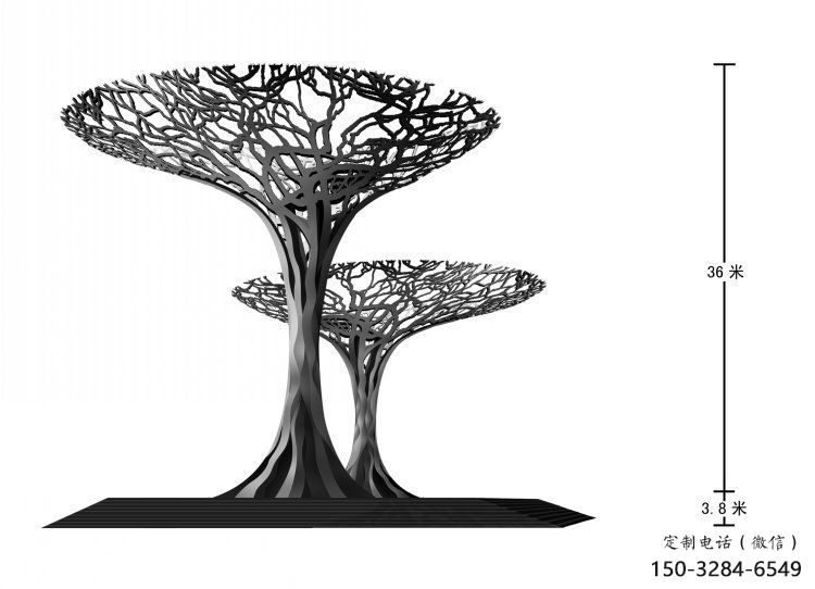 遮陽樹雕塑制造商，酒店擺件，不銹鋼遮陽樹雕塑定制