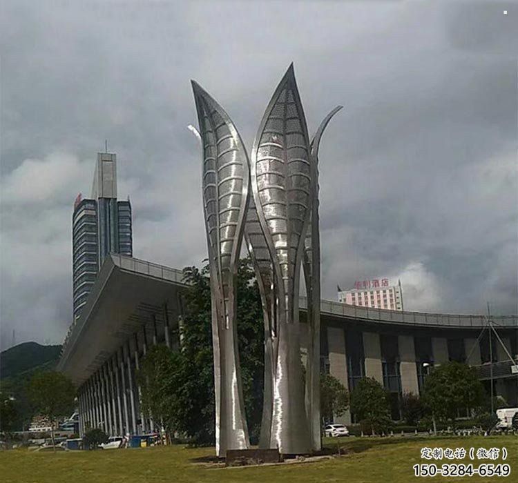 樹葉雕塑生產(chǎn)，美陳雕塑，制造鏡面不銹鋼樹葉雕塑廠家