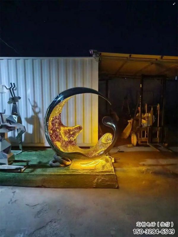 燈光水滴雕塑廠家，抽象理念，不銹鋼環(huán)形水滴雕塑