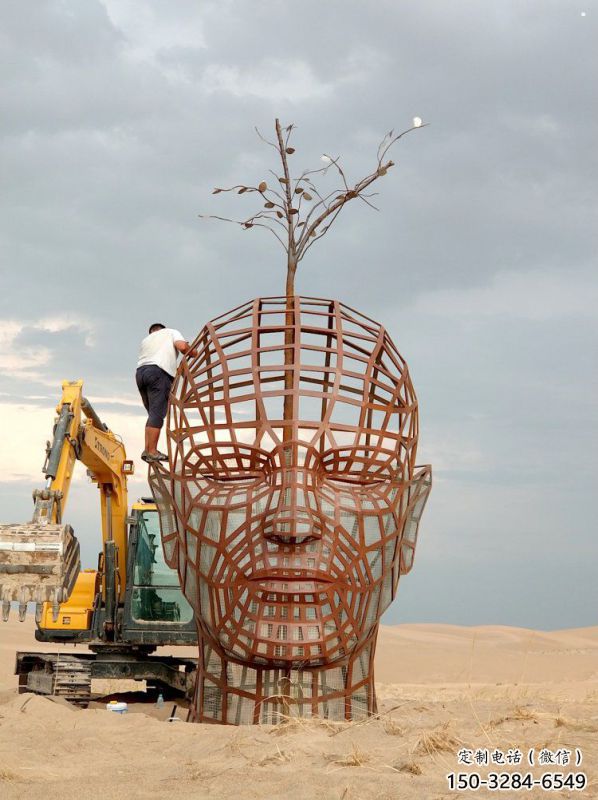 鐵藝人頭像雕塑制造商，室外軟裝，鏤空人頭像雕塑制作承接