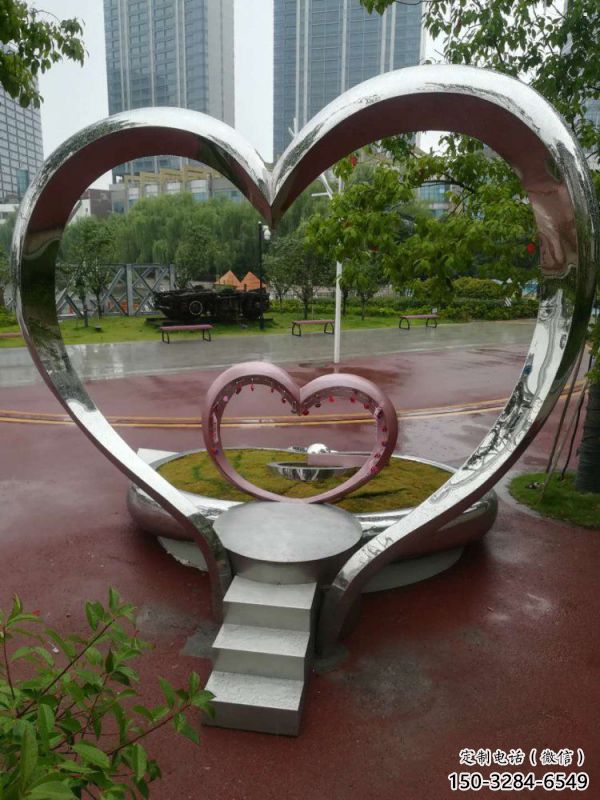 廣場心形雕塑訂做，城市雕塑，鏡面心形雕塑工程精品
