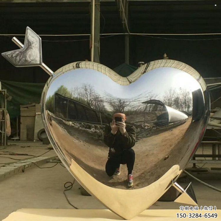 抽象心形球雕塑展品，小區雕塑，不銹鋼心形球雕塑制作精選