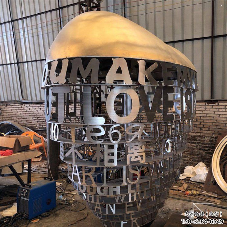 心形球雕塑精選，露天雕塑，歐式不銹鋼心形球雕塑訂做