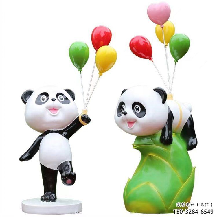 景區(qū)熊貓雕塑通用，陸地?cái)[件，卡通熊貓雕塑點(diǎn)擊