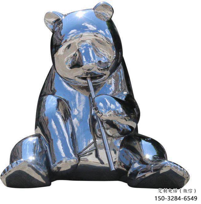 熊貓雕塑生產，景區案例，景觀不銹鋼熊貓雕塑優選