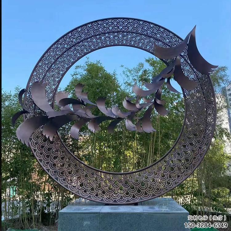 雙環雕塑提供，多彩藝術，中式不銹鋼雙環雕塑通用