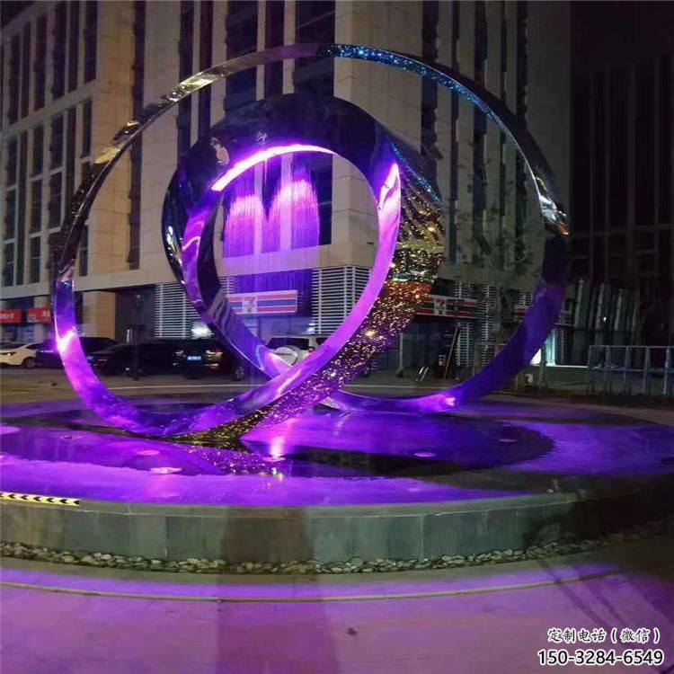 圓環(huán)雕塑標準，彩鋼制作，燈光圓環(huán)雕塑優(yōu)價