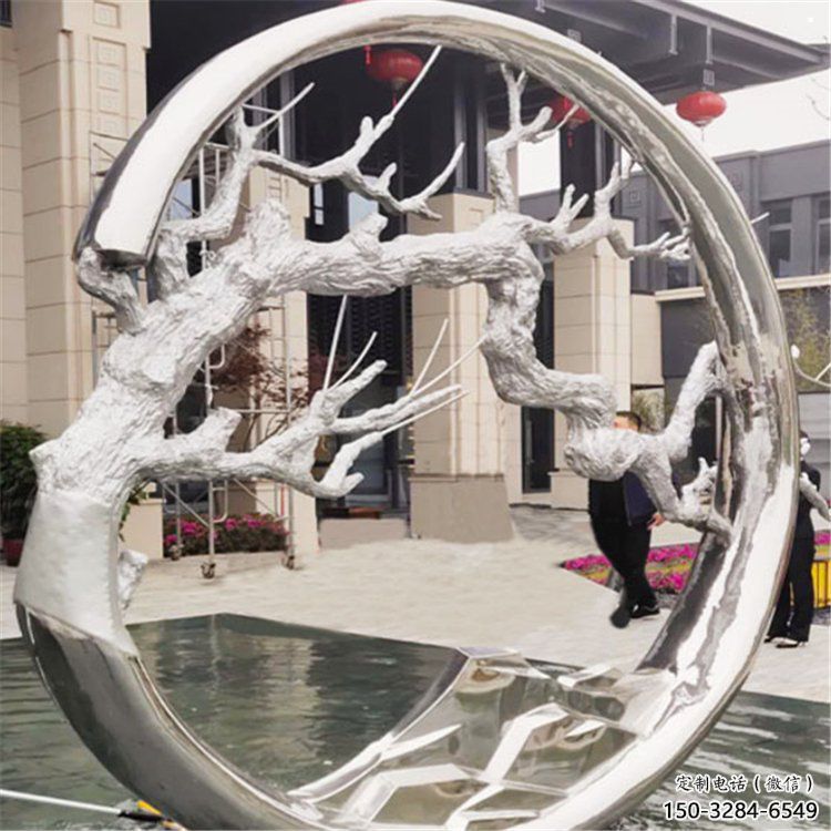 圓環樹雕塑制造商，露天雕塑，不銹鋼圓環樹雕塑訂做