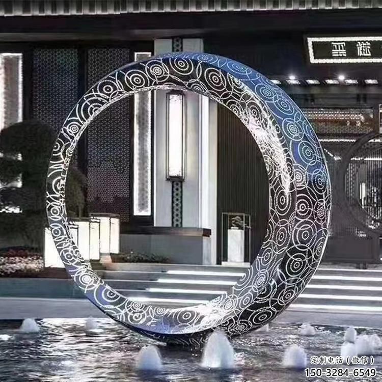 圓環(huán)雕塑標(biāo)準(zhǔn)，景觀雕塑，不銹鋼圓圈雕塑廠家提供