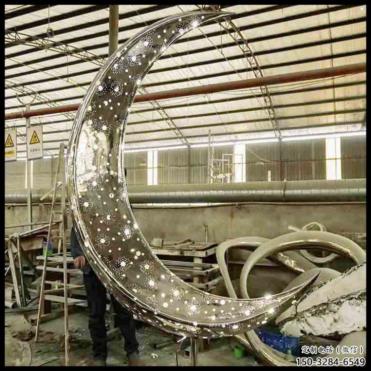 月亮雕塑造型供需，廣場雕塑，燈光鏤空月亮雕塑選用