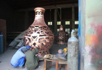 銅花瓶雕塑精選，室外軟裝，抽象銅花瓶雕塑廠家