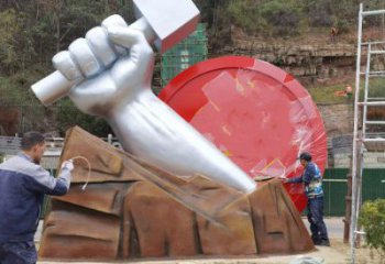 拳頭雕塑預(yù)定，白鋼構(gòu)件，不銹鋼拳頭雕塑選定