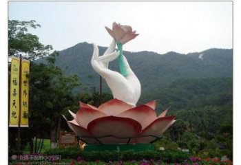 手拈花雕塑，街頭藝術，不銹鋼手拈花雕塑展品