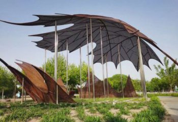 鏤空楓葉雕塑觀賞型，街景小品，鐵藝楓葉雕塑常用