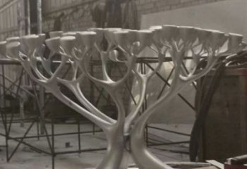 燈光樹雕塑點擊，地標擺件，金屬燈光蘑菇樹雕塑承接