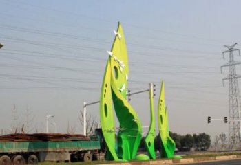 樹葉雕塑選用，建筑標識雕塑，烤漆樹葉雕塑廠家