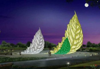 藝術樹葉雕塑廠家，小區擺件，烤漆樹葉雕塑訂做服務商