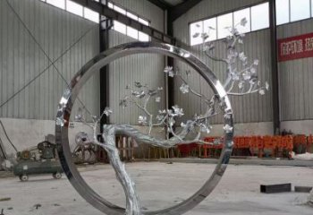 梅花樹雕塑加工，美陳雕塑，不銹鋼梅花樹雕塑生產(chǎn)商