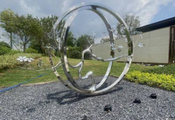 圓環(huán)樹雕塑廠家，標(biāo)識(shí)雕塑，不銹鋼圓環(huán)樹雕塑定制