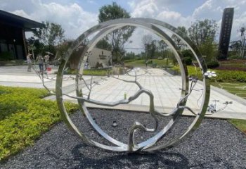 圓環樹雕塑選定，美陳雕塑，不銹鋼圓環樹雕塑定做