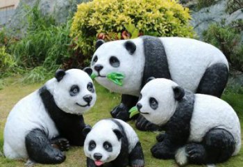 熊貓雕塑觀賞型，公園小品，仿真熊貓雕塑常用