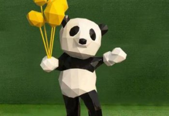 烤漆熊貓雕塑制造商，室外軟裝，卡通熊貓雕塑制作廠家