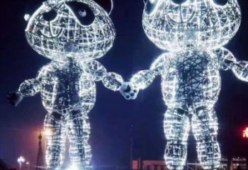 熊貓雕塑供求，白鋼構(gòu)件，彩色鏤空熊貓雕塑廠家