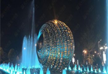 水景圓環雕塑，燈光配置，燈光圓環雕塑制作廠家