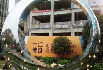 城市圓圈雕塑選用，透雕系列，現代不銹鋼圓圈雕塑優價