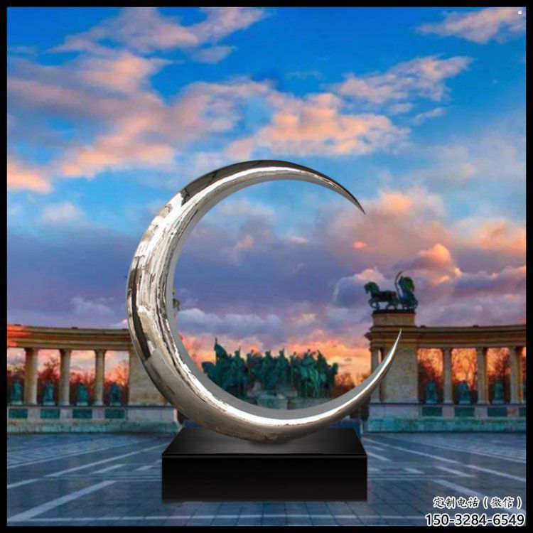 月牙雕塑精選，露天雕塑，景觀鏤空月牙雕塑訂做