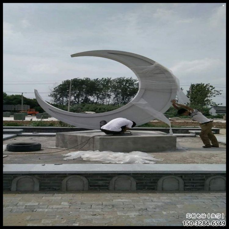 月亮船雕塑制造商，城區小品，不銹鋼月亮船雕塑制作